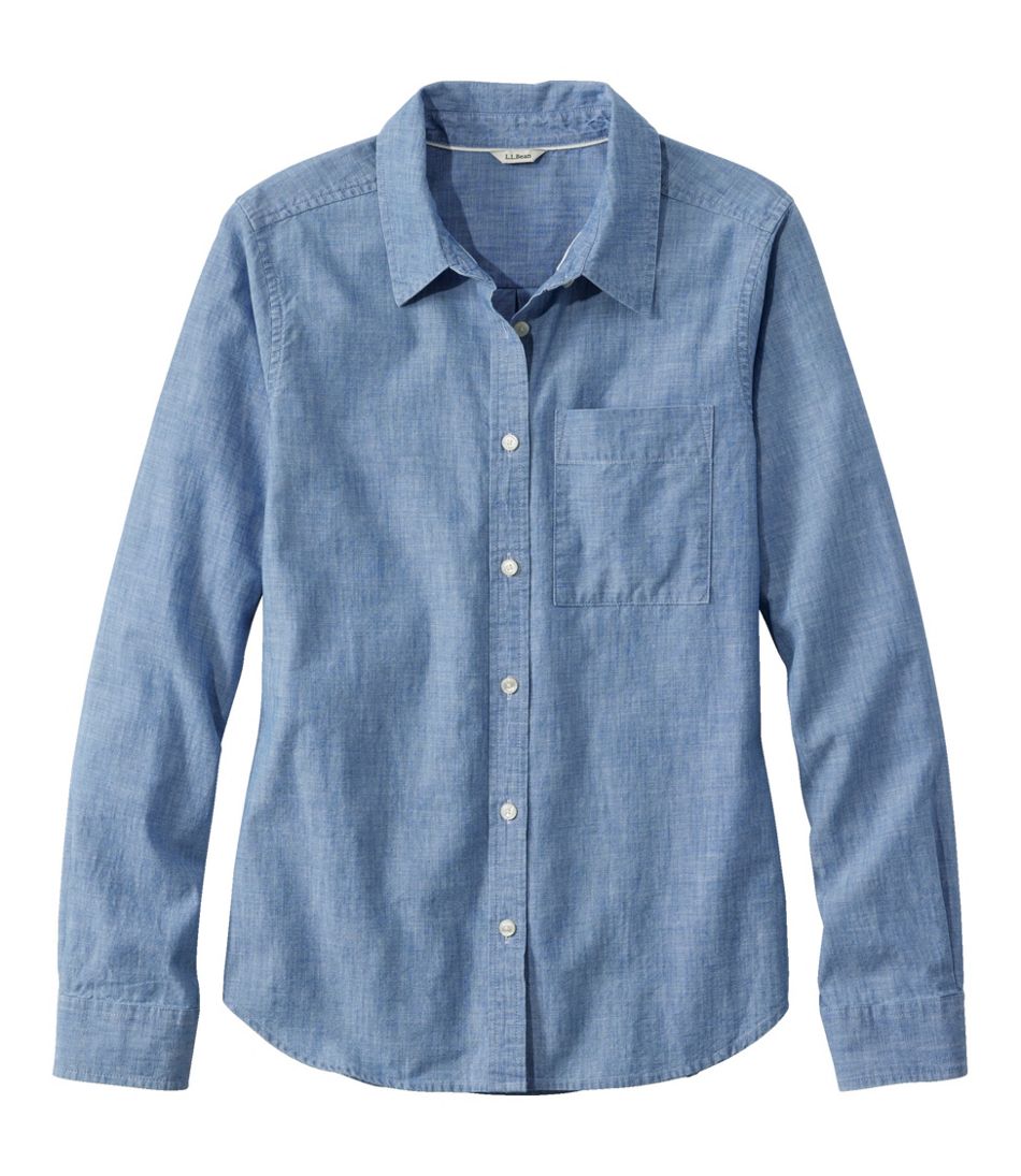 Women's Essential Cotton Shirt, Chambray Long Sleeve / L.L.Bean