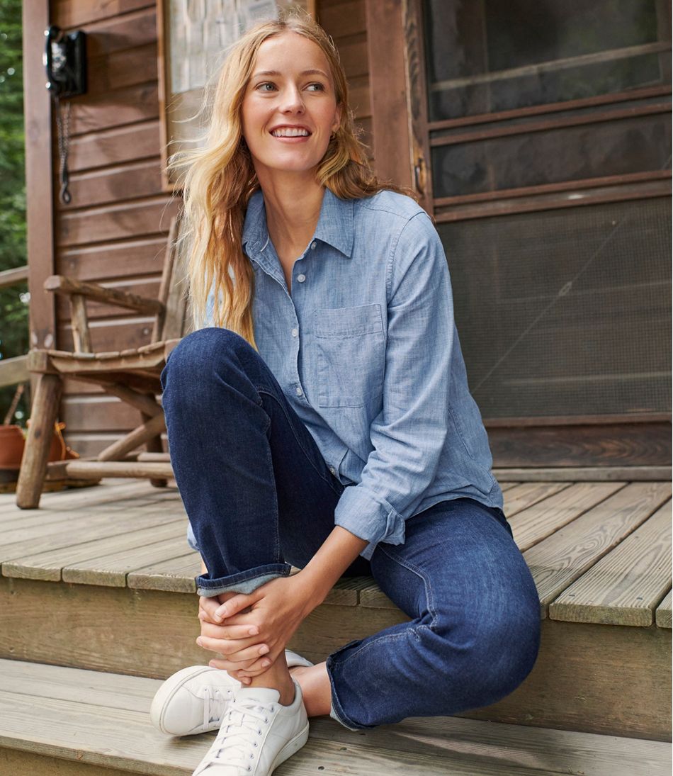 Women's Essential Cotton Shirt, Chambray Long Sleeve / L.L.Bean