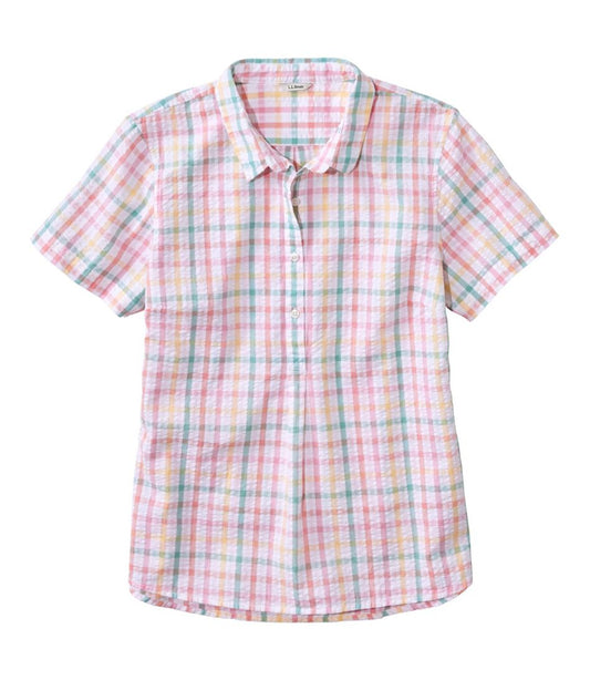 Women's Vacationland Seersucker Shirt, Short-Sleeve Popover Plaid / L.L.Bean