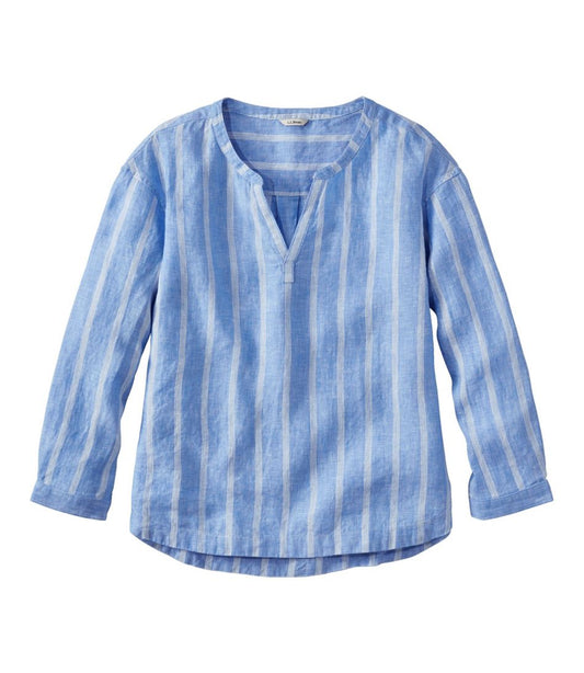 Women's Premium Washable Linen Shirt, Splitneck Stripe / L.L.Bean