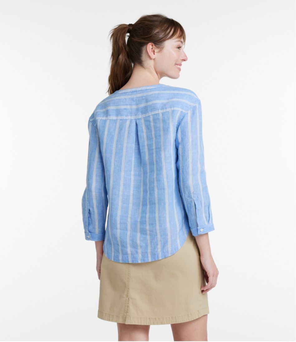 Women's Premium Washable Linen Shirt, Splitneck Stripe / L.L.Bean