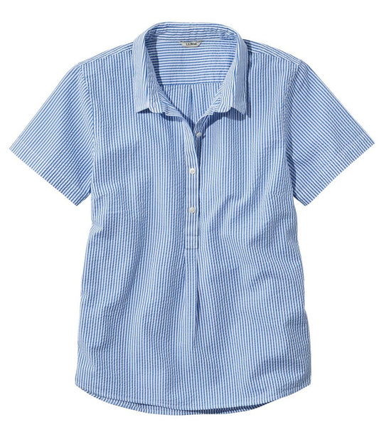 Women's Vacationland Seersucker Shirt, Short-Sleeve Popover Stripe / L.L.Bean