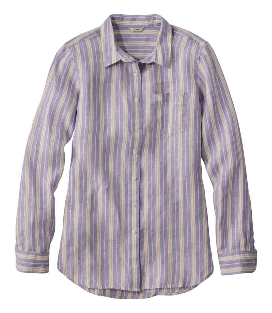 Women's Premium Washable Linen Shirt, Tunic Stripe / L.L.Bean