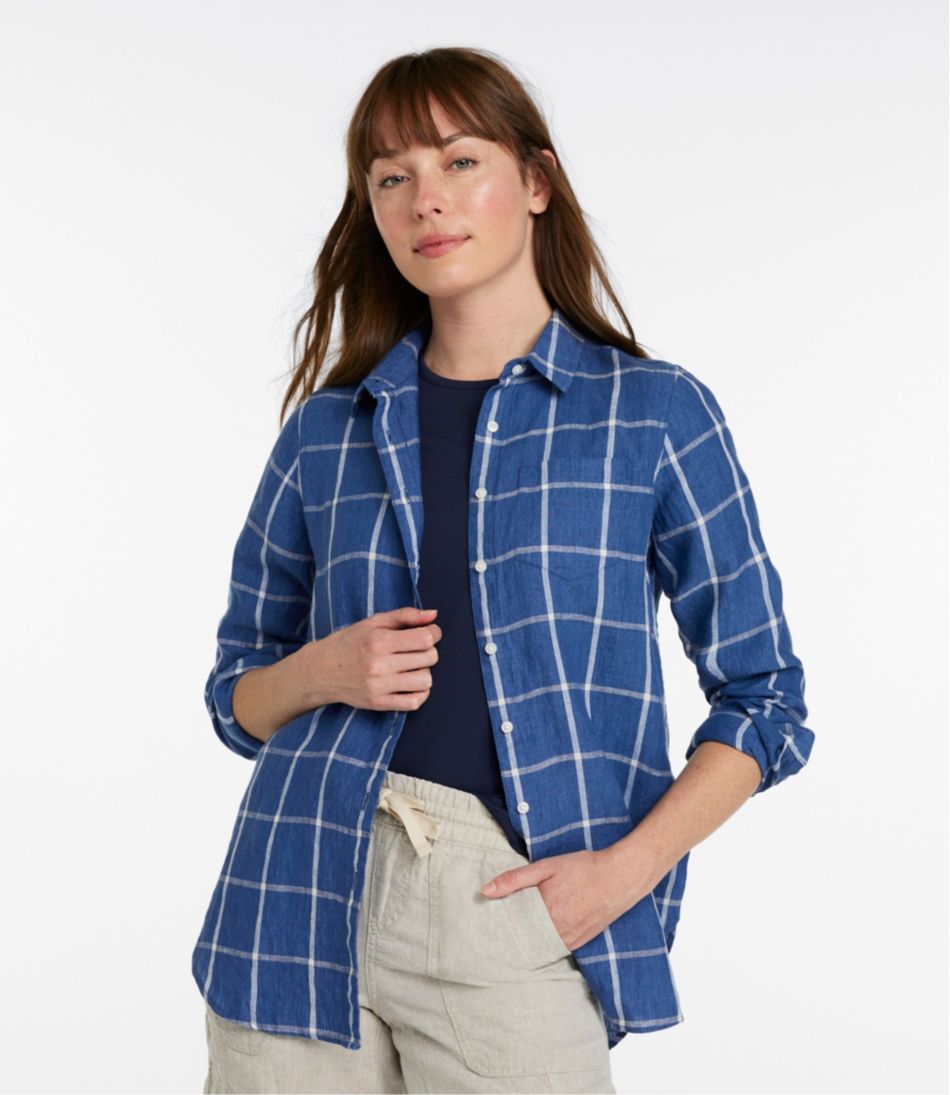 Women's Premium Washable Linen Shirt, Tunic Stripe / L.L.Bean