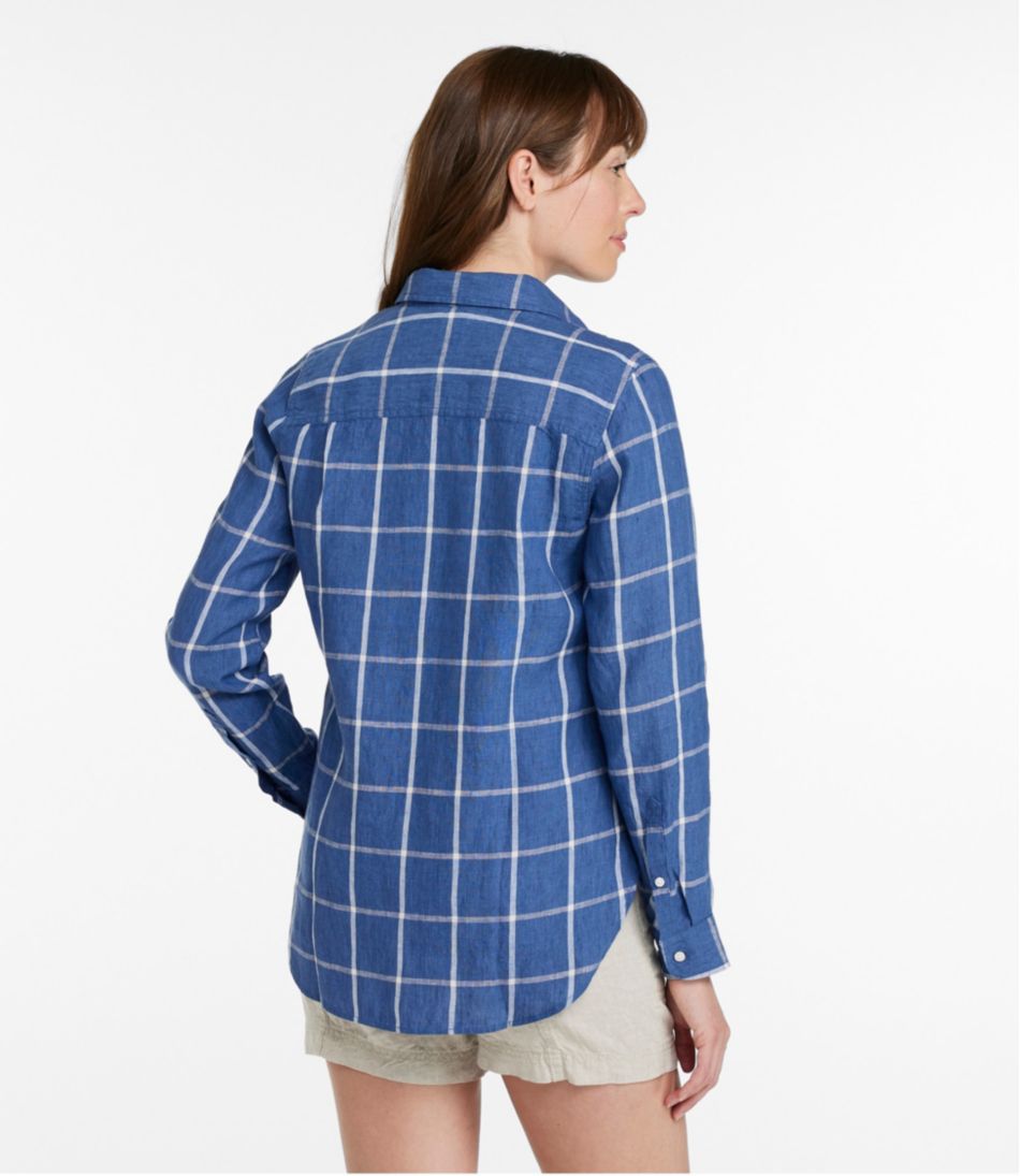 Women's Premium Washable Linen Shirt, Tunic Stripe / L.L.Bean
