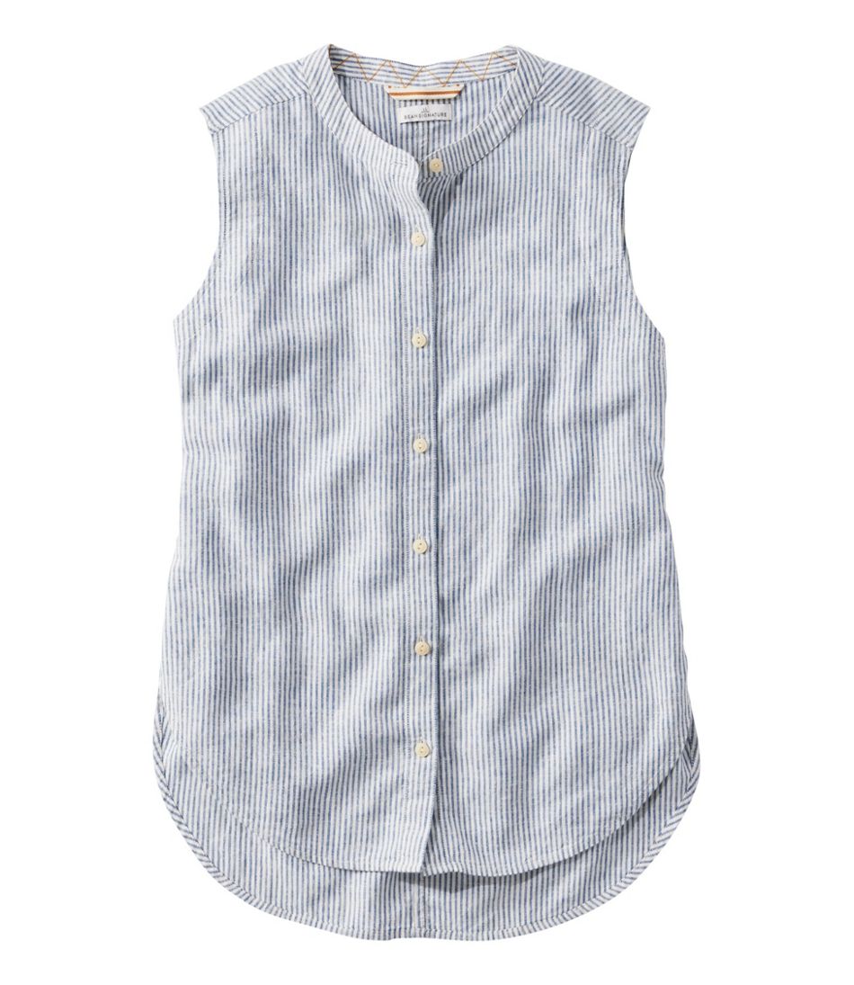 Women's Signature Linen-Blend Button-Front Shirt, Sleeveless / L.L.Bean