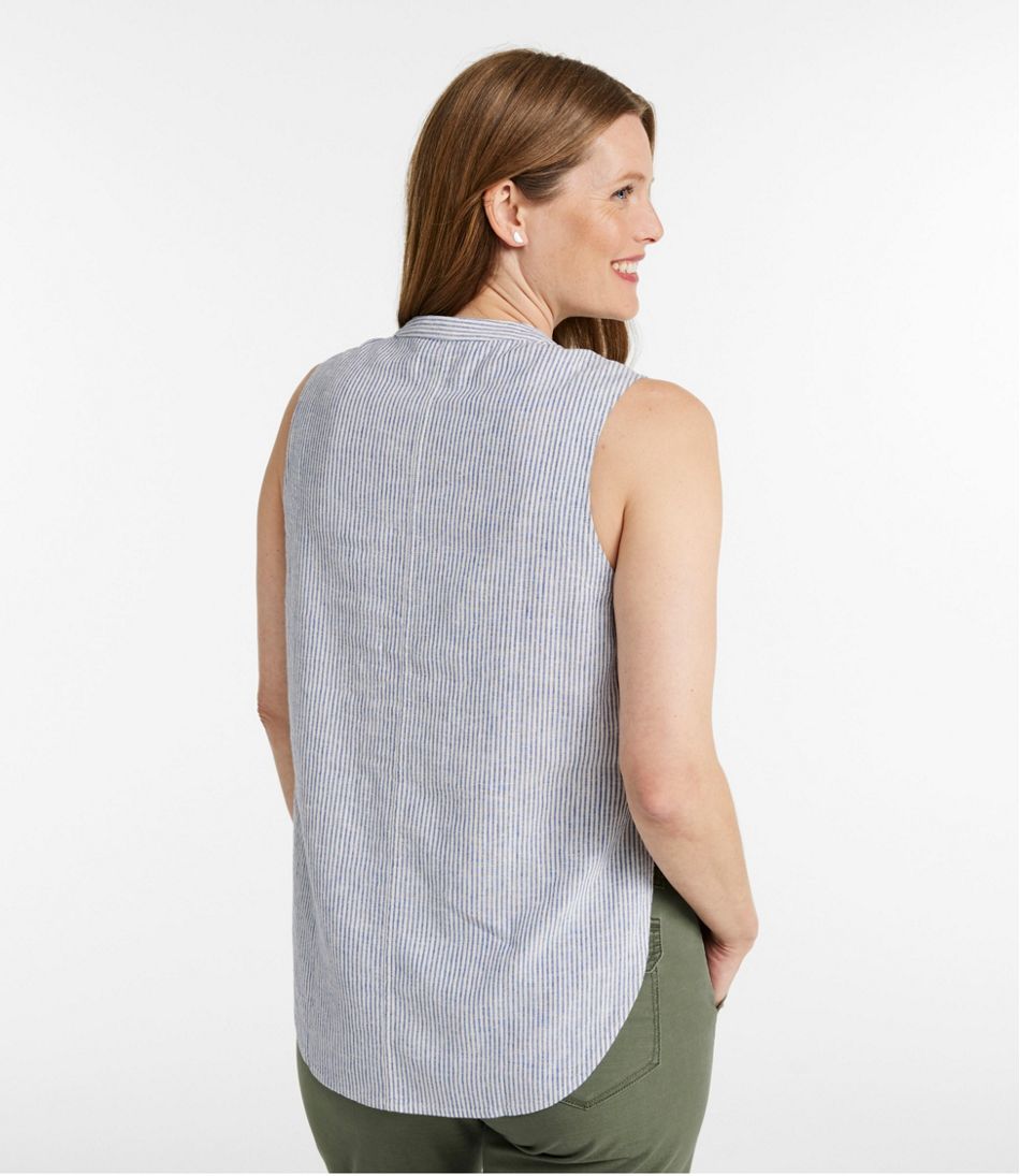 Women's Signature Linen-Blend Button-Front Shirt, Sleeveless / L.L.Bean