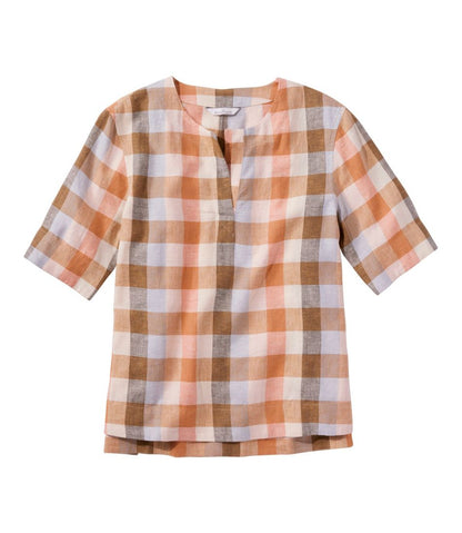Women's Signature Linen-Blend Splitneck Shirt, Short-Sleeve / L.L.Bean
