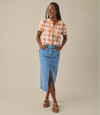 Women's Signature Linen-Blend Splitneck Shirt, Short-Sleeve / L.L.Bean