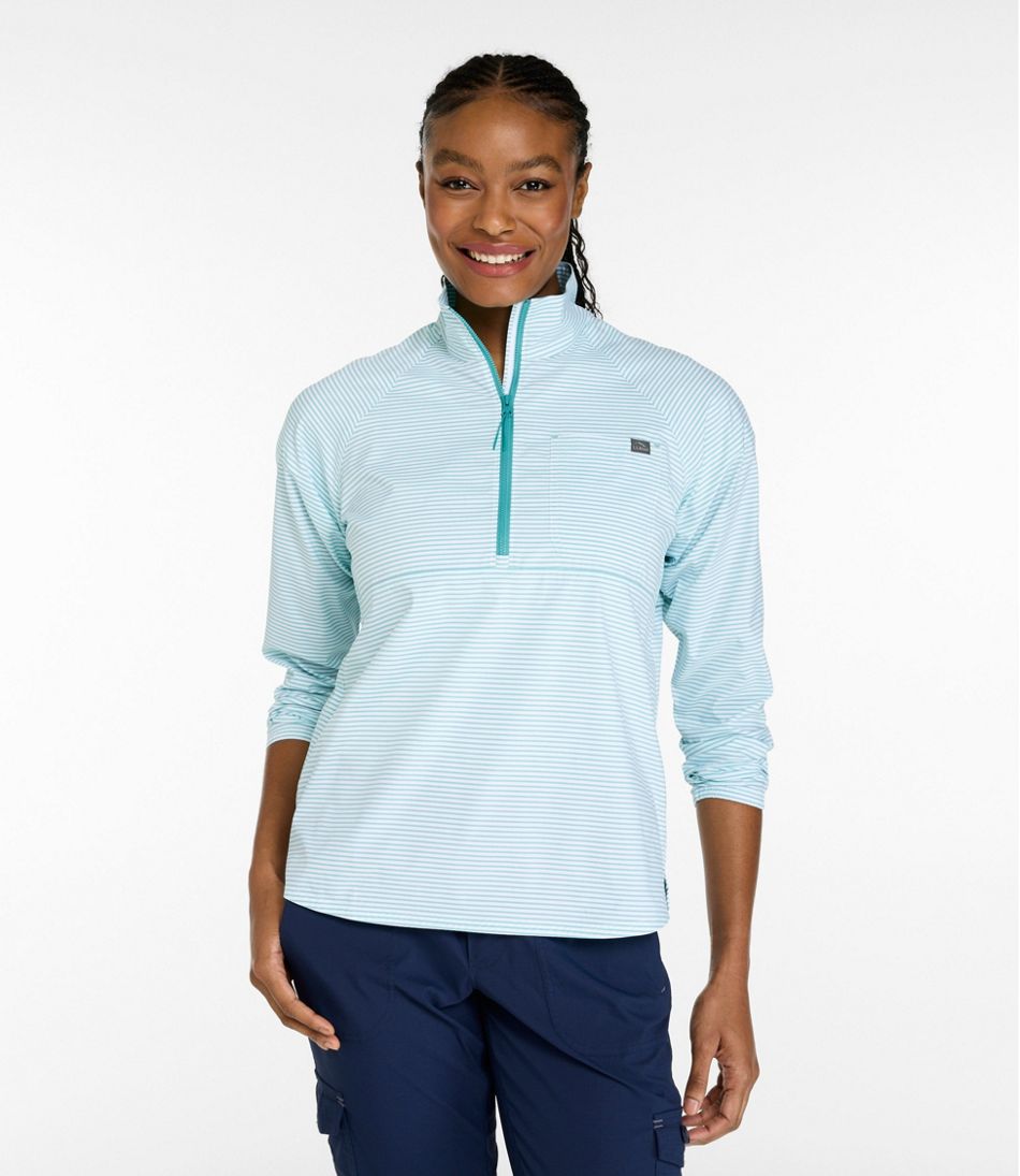 Women's Everyday SunSmart® Woven Shirt, Quarter-Zip Pullover Colorblock / L.L.Bean