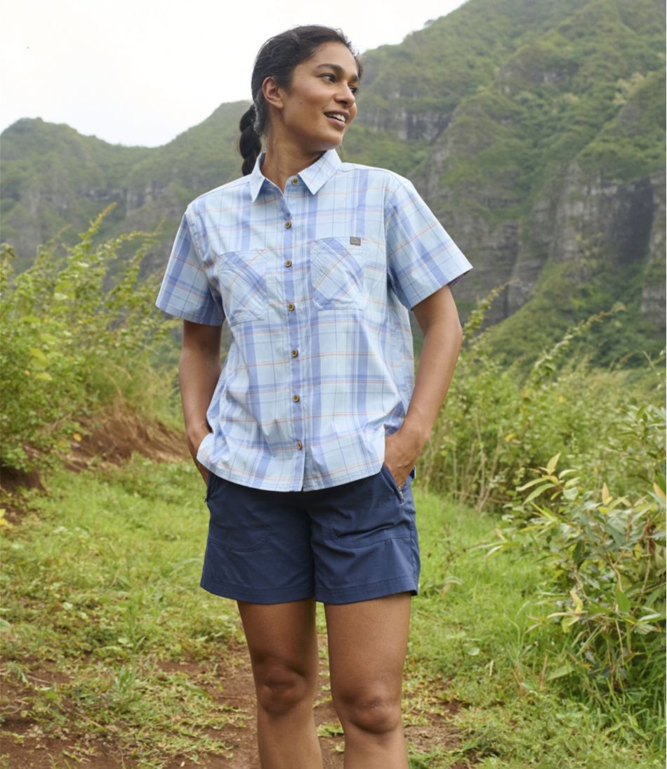 Women's Everyday SunSmart® Woven Shirt, Short-Sleeve Plaid / L.L.Bean