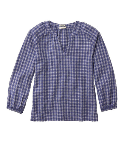 Women's Bean's Seacoast Seersucker Splitneck Shirt / L.L.Bean