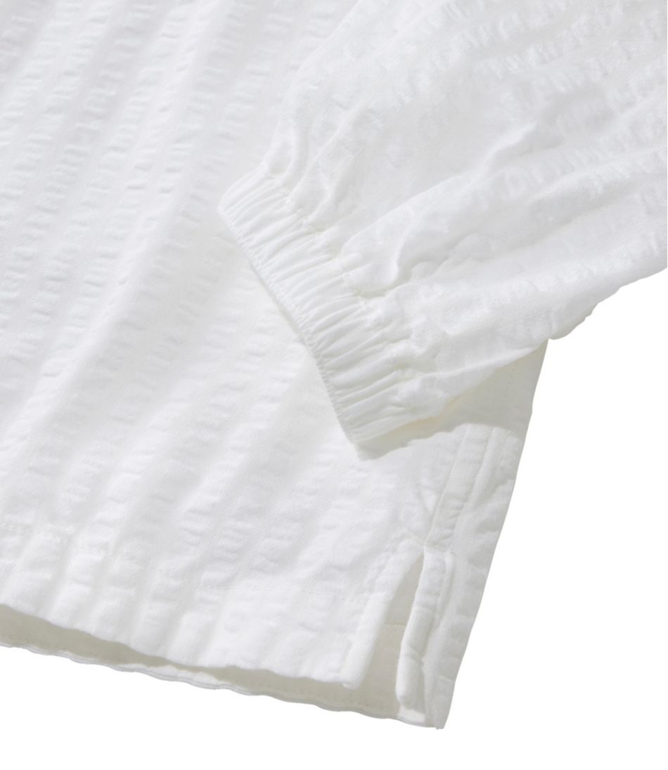Women's Bean's Seacoast Seersucker Splitneck Shirt / L.L.Bean