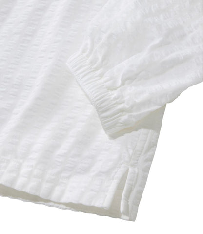 Women's Bean's Seacoast Seersucker Splitneck Shirt / L.L.Bean
