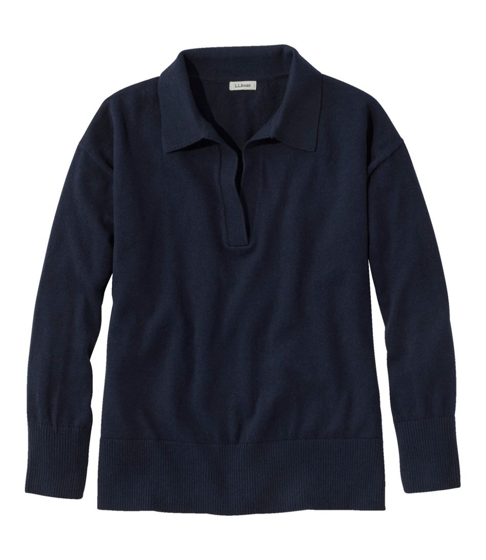 Women's Cotton/Cashmere Sweater, Polo / L.L.Bean