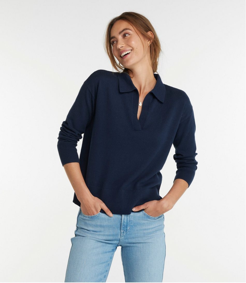 Women's Cotton/Cashmere Sweater, Polo / L.L.Bean
