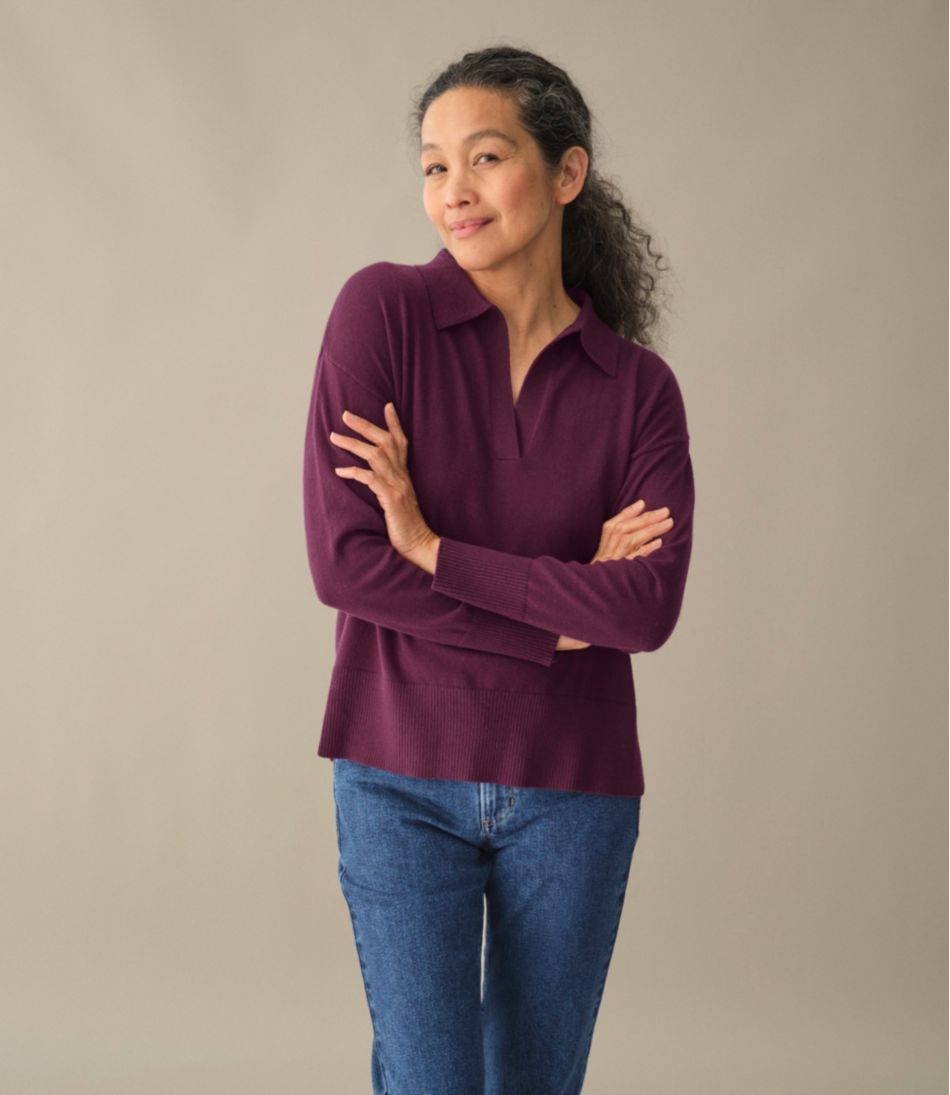 Women's Cotton/Cashmere Sweater, Polo / L.L.Bean