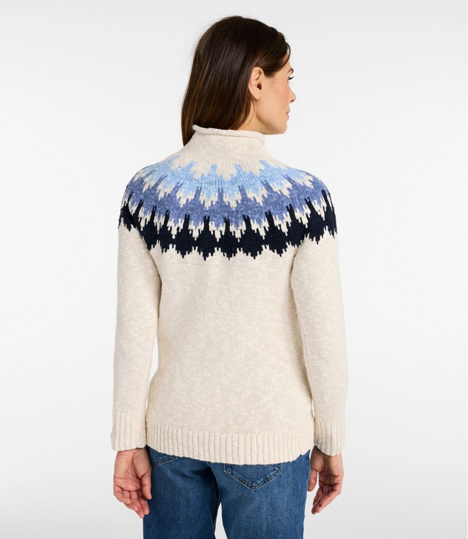 Women's Cotton Ragg Sweater, Funnelneck Pullover Fair Isle / L.L.Bean