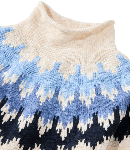 Women's Cotton Ragg Sweater, Funnelneck Pullover Fair Isle / L.L.Bean