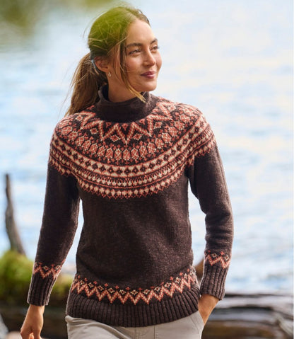 Women's Cotton Ragg Sweater, Funnelneck Pullover Fair Isle / L.L.Bean