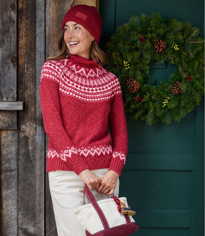 Women's Cotton Ragg Sweater, Funnelneck Pullover Fair Isle / L.L.Bean