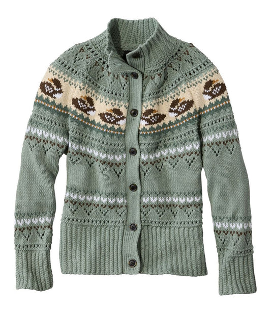 Women's Signature Cotton Fisherman Sweater, Short Cardigan Fair Isle / L.L.Bean