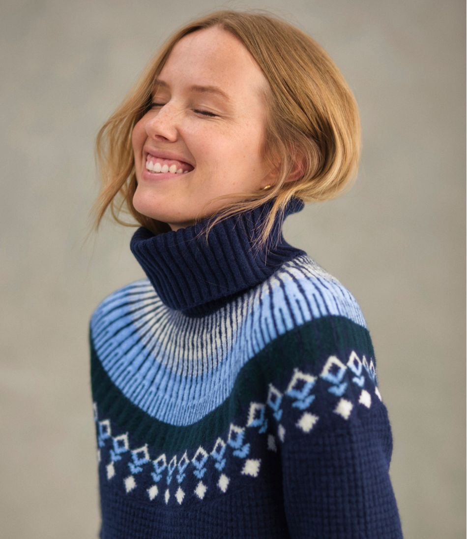 Women's SuperSoft Waffle Sweater, Turtleneck Fair Isle / L.L.Bean
