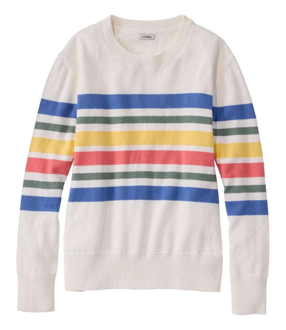 Women's Cotton/Cashmere Sweater, Crewneck Stripe / L.L.Bean