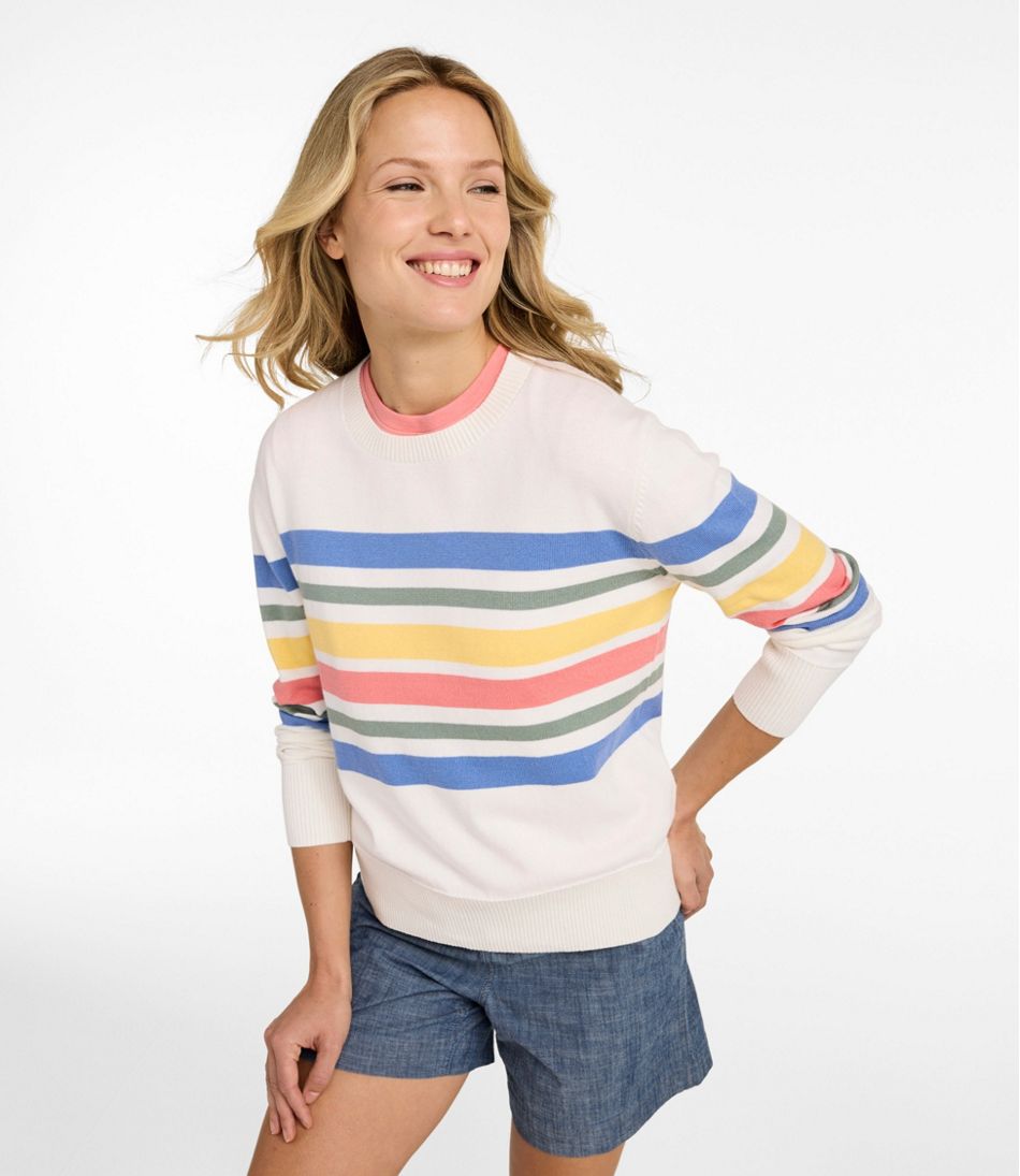 Women's Cotton/Cashmere Sweater, Crewneck Stripe / L.L.Bean