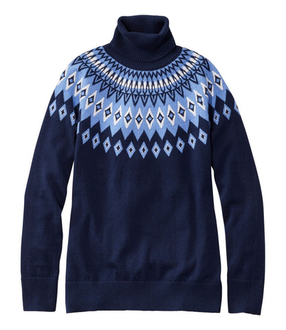Women's Cotton/Cashmere Sweater, Turtleneck Fair Isle / L.L.Bean