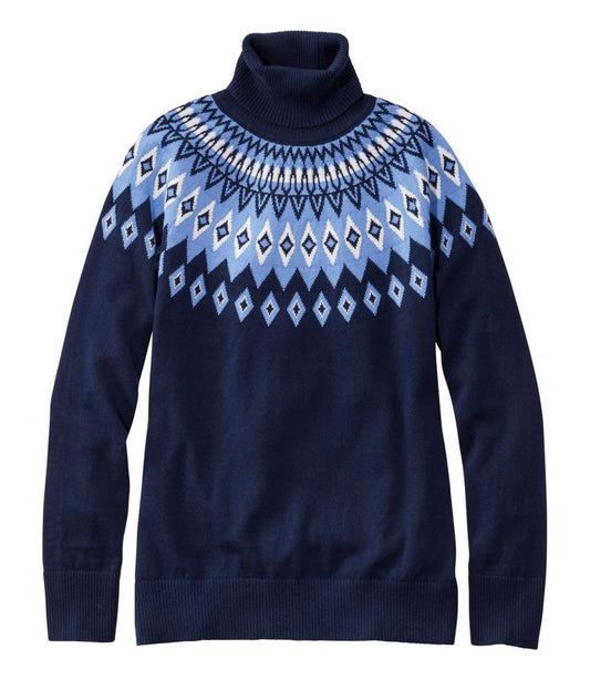 Women's Cotton/Cashmere Sweater, Turtleneck Fair Isle / L.L.Bean