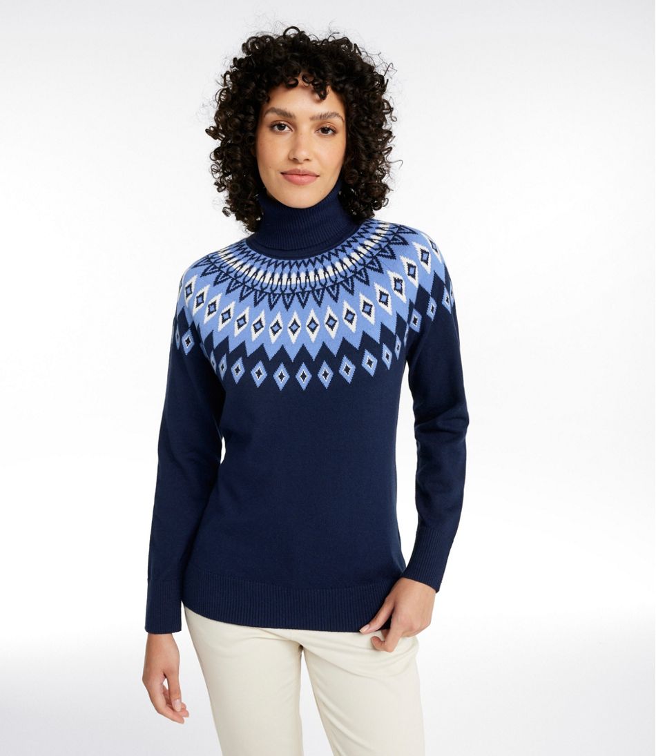 Women's Cotton/Cashmere Sweater, Turtleneck Fair Isle / L.L.Bean
