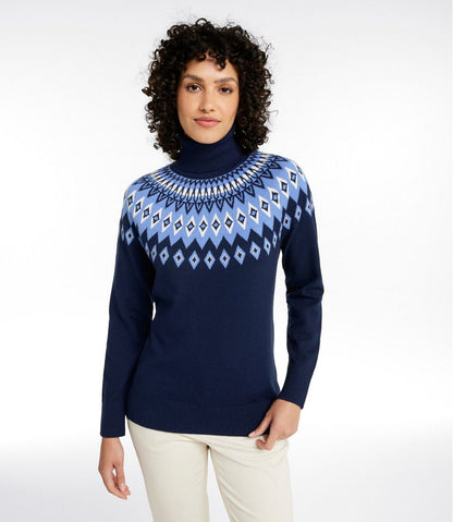 Women's Cotton/Cashmere Sweater, Turtleneck Fair Isle / L.L.Bean