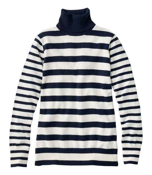 Women's Cotton/Cashmere Sweater, Turtleneck Stripe / L.L.Bean