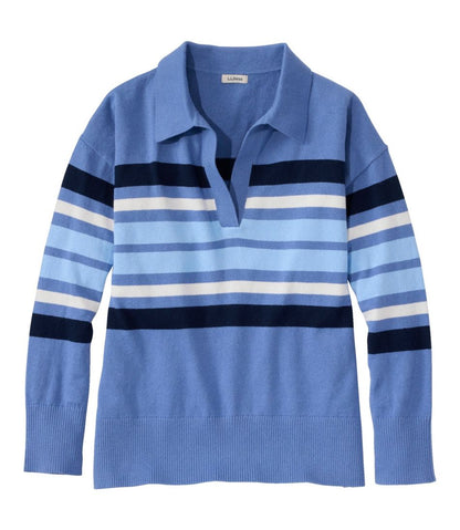 Women's Cotton/Cashmere Sweater, Polo Stripe / L.L.Bean