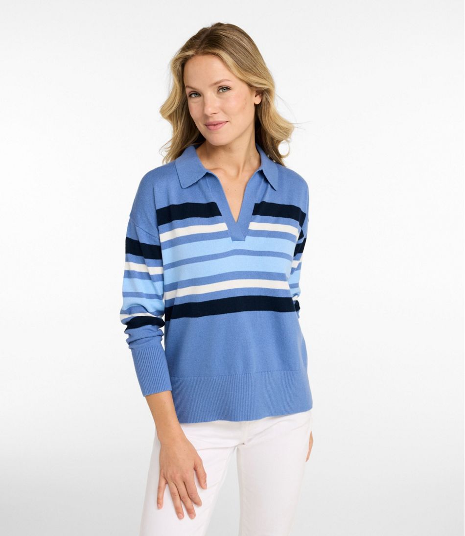 Women's Cotton/Cashmere Sweater, Polo Stripe / L.L.Bean