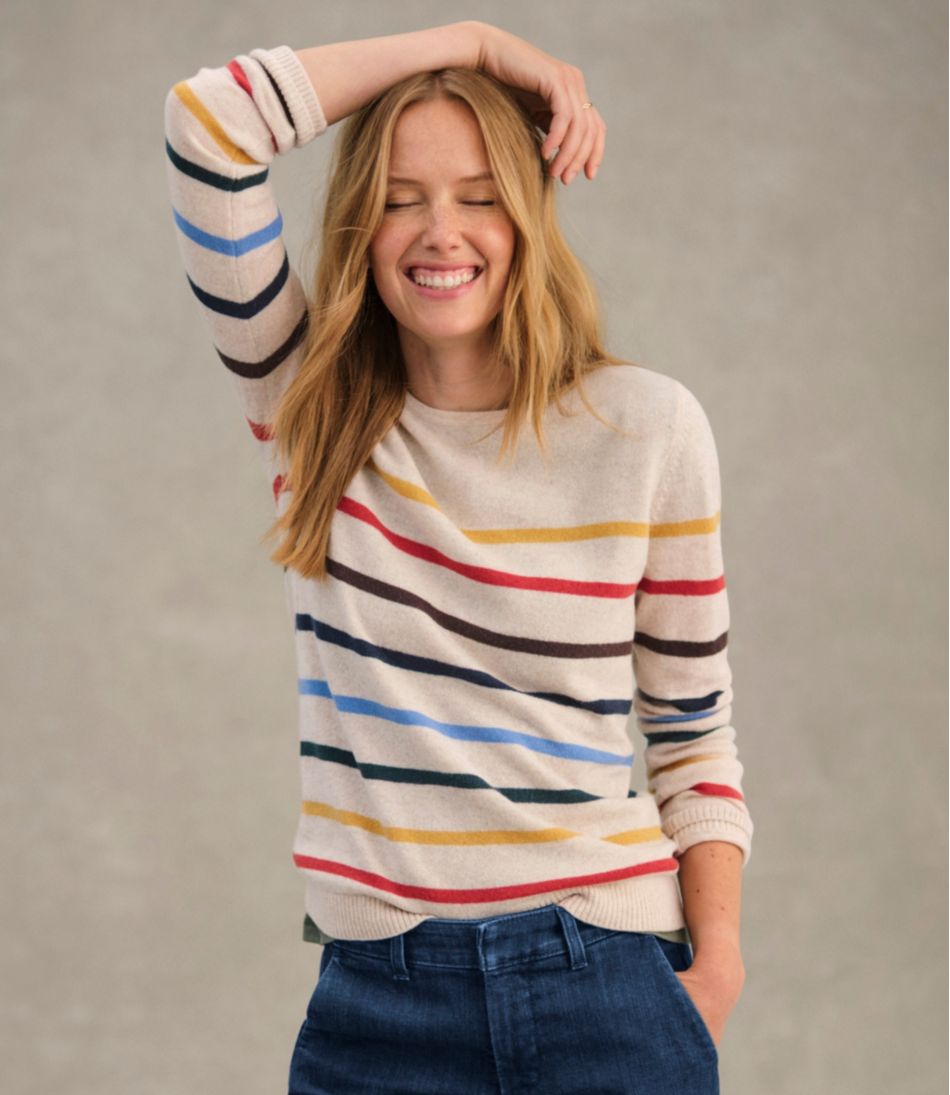 Women's Classic Cashmere Sweater, Crewneck Stripe / L.L.Bean