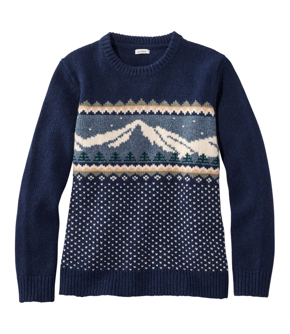 Women's Bean's Classic Ragg Wool Crewneck Intarsia Sweater / L.L.Bean