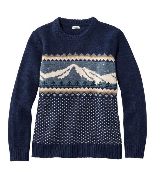 Women's Bean's Classic Ragg Wool Crewneck Intarsia Sweater / L.L.Bean