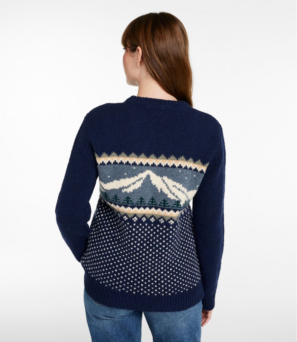 Women's Bean's Classic Ragg Wool Crewneck Intarsia Sweater / L.L.Bean