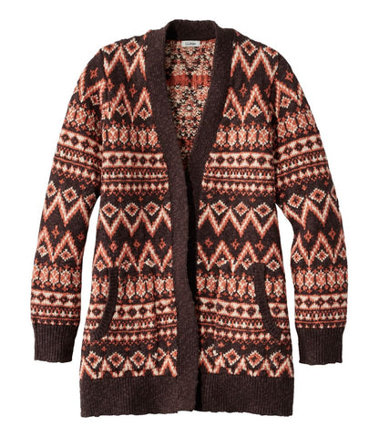 Women's Cotton Ragg Sweater, Open Cardigan Fair Isle / L.L.Bean