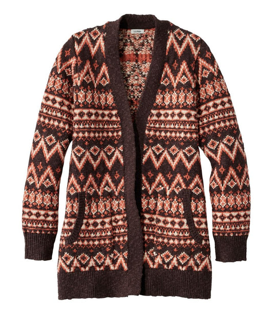 Women's Cotton Ragg Sweater, Open Cardigan Fair Isle / L.L.Bean