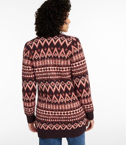 Women's Cotton Ragg Sweater, Open Cardigan Fair Isle / L.L.Bean