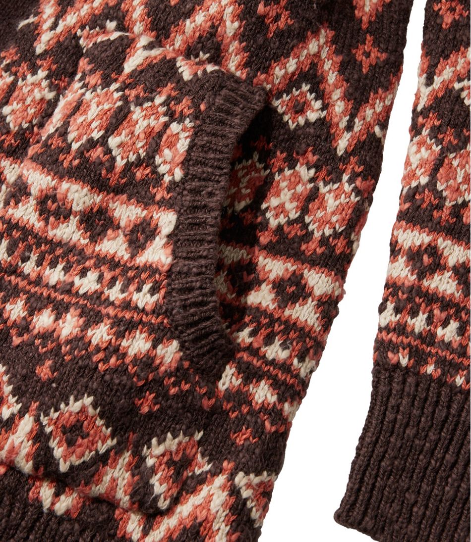 Women's Cotton Ragg Sweater, Open Cardigan Fair Isle / L.L.Bean