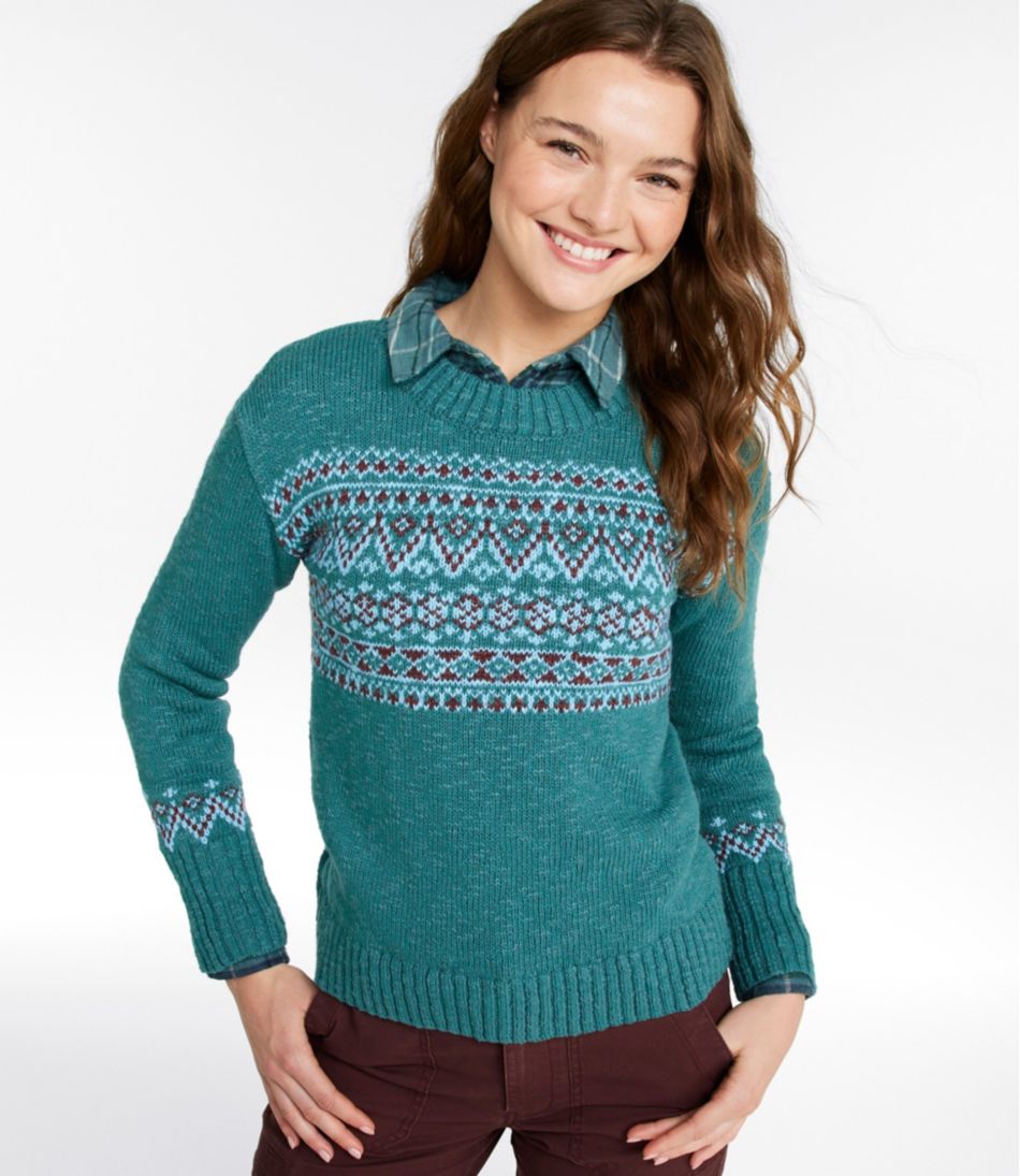 Women's Cotton Ragg Sweater, Crewneck Fair Isle / L.L.Bean