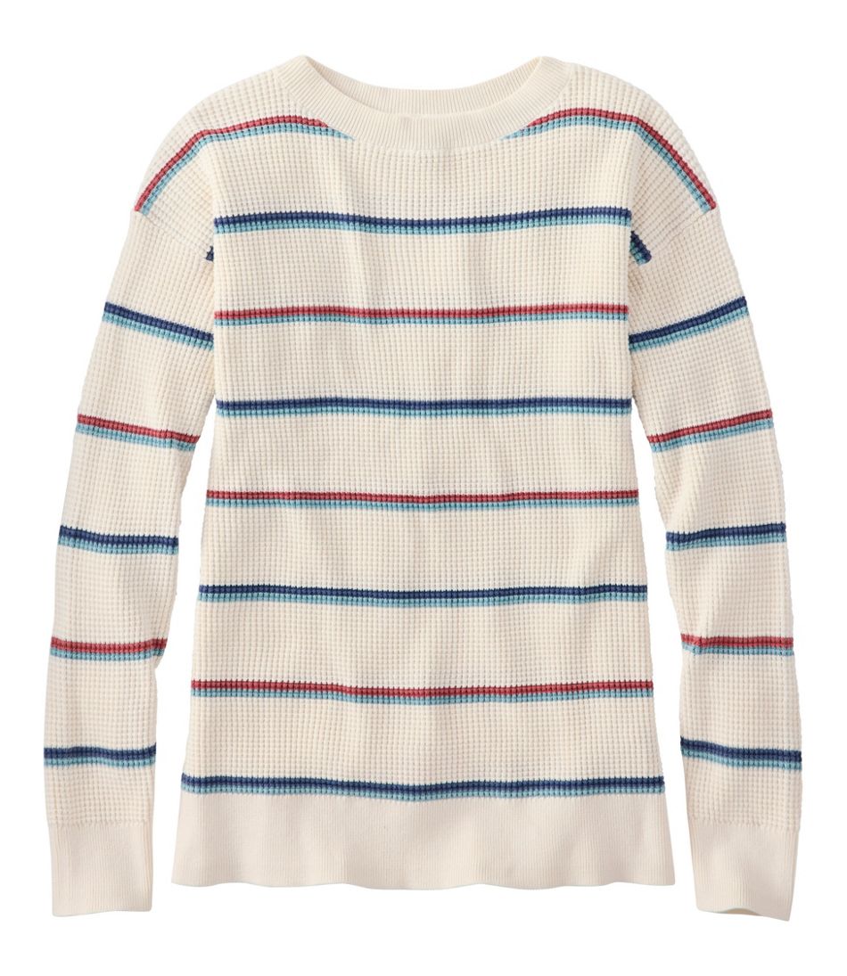 Women's Sunwashed Waffle Sweater, Pullover Stripe / L.L.Bean