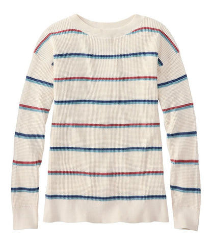 Women's Sunwashed Waffle Sweater, Pullover Stripe / L.L.Bean
