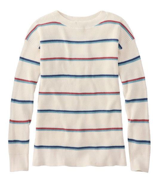 Women's Sunwashed Waffle Sweater, Pullover Stripe / L.L.Bean