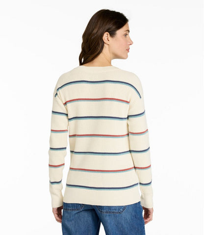 Women's Sunwashed Waffle Sweater, Pullover Stripe / L.L.Bean