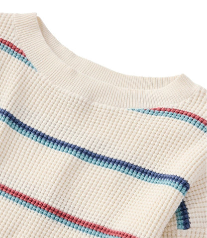 Women's Sunwashed Waffle Sweater, Pullover Stripe / L.L.Bean